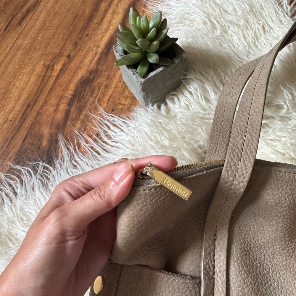Hammitt Gray/ Taupe Leather Shoulder Bag - Picture 8 of 12